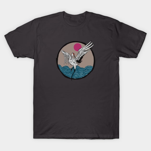 Chinese Bird Red-Crowned Crane T-Shirt by EzekRenne